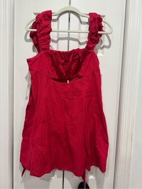 Free People Red Ruffle-Strap Mini Dress